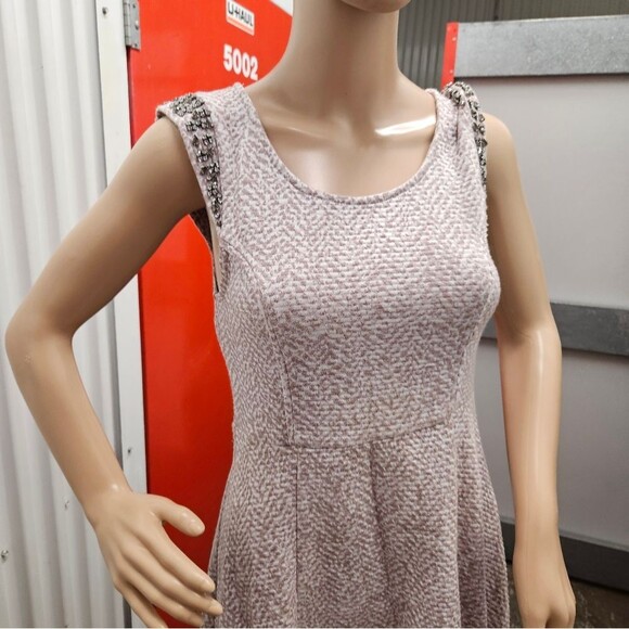 Free People Sleeveless Beaded Cutout Back Skater Dress in Tan - Picture 8 of 8